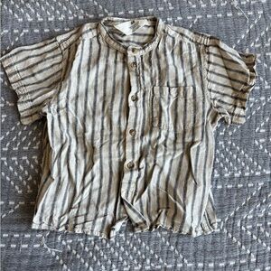 H&M Kids Button Down Shirt - Cream and Navy Stripes